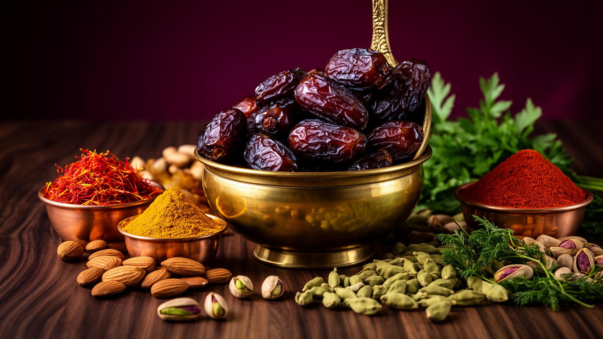 Premium dates spices and dry fruits